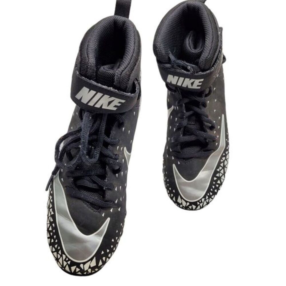 Nike Fast Flex Football Cleats US 4.5Y Black Silver Lace-Up Hook N Eye Closure - Picture 2 of 9